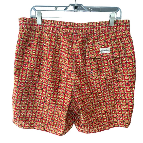 Polo by Ralph Lauren Vintage Board Shorts Blue Tab Silver Geometric Size L - Picture 7 of 12